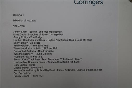 Jazz LP collection to include Miles Davis, Sonny Rollins, Jimmy Smith etc (26 LPs)
